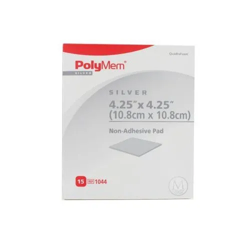 Ferris - 1077 - Rüsch Polymem Silver 6.5" X 7.5" Non Adhesive PolyMeric Membrane Dressing, 6.5" X 7.5" (17cm X 19cm) Pad with Small Particle Silver.