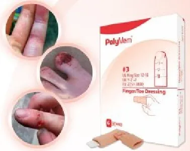 Ferris - 4402 - PolyMem Finger / Toe Foam Dressing PolyMem Finger / Toe 2 1/5 to 2 3/5 Inch Circumference Without Border Film Backing Nonadhesive Finger / Toe Sterile