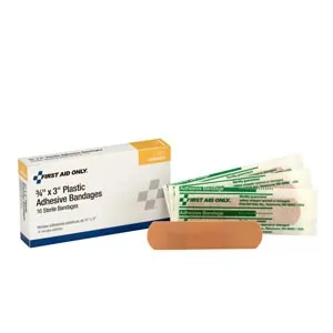 First Aid Only - From: 1-001 To: 1-658 - Plastic Bandages, 3/4"x3", 16/bx  (DROP SHIP ONLY $50 Minimum Order)