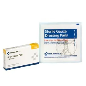 First Aid Only - From: 3-002 To: 3-300 - Sterile Gauze Pads, 4"x4", 2/bx (DROP SHIP ONLY $50 Minimum Order)