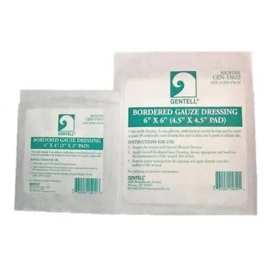 Gentell - From: 15410 To: 15610 - Bordered Gauze Dressing, 6" x 6".