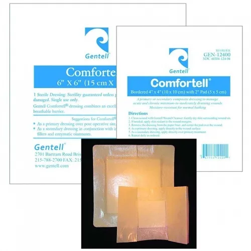 Gentell - GEN1240012 - Comfortell Composite Dressing, 4" x 4", Adhesive, Water-resistant, Sterile