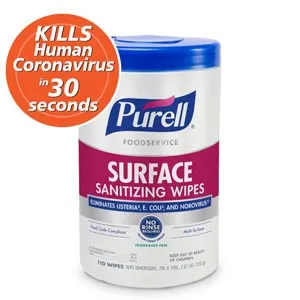GOJO Industries - 9341-06 - Purell Foodservice Surface Sanitizing Wipes 110ct Canister 6-ct -Item is considered HAZMAT and cannot ship via Air or to AK GU HI PR VI-
