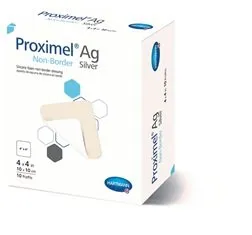 Hartmann-Conco - From: 15713117 To: 15713119 - Proximel Non Border AG Silicone Foam Dressing, 8" x 8". Sterile, Latex free.