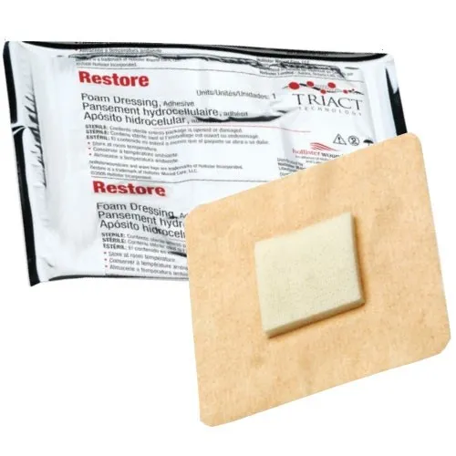Hollister - From: 509374 To: 509384 - Urgo Medical Restore Foam Dressing without Border, 4 39/50" x 7 1/2" Heel, Triact Advanced.