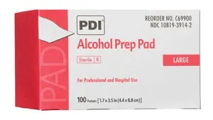 PDI - Professional Disposables - C69900 - Alcohol Prep Pad, Large, Sterile, 1.7&#148; x 3.5&#148;,  Applicator 2&frac12;" x 3", 100/bx, 10 bx/cs (96 cs/plt) (US Only)