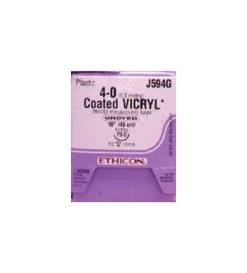 Ethicon Suture                  - J552g - Ethicon Vicryl (Polyglactin 910) Suture Sabreloc Spatula Size 60 12" Violet Braided Needle S24 12/Bx