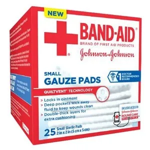 Johnson & Johnsonnsumer - 111612400 - J & J Band-Aid First Aid Gauze Pads 2" x 2" 25 CT.  Sterile.