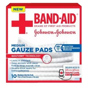 Johnson & Johnson - 111612500 - J & J Band-Aid First Aid Gauze Pads