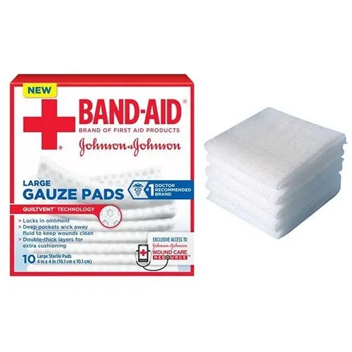 Johnson & Johnsonnsumer - 111657100 - J & J Band-Aid First Aid Gauze Pads 4" x 4" 10 CT.  Sterile.
