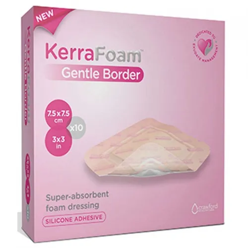 3M - KerraFoam Gentle Border - CWL1013 - Foam Dressing KerraFoam Gentle Border 5 X 5 Inch With Border Film Backing Silicone Adhesive Square Sterile