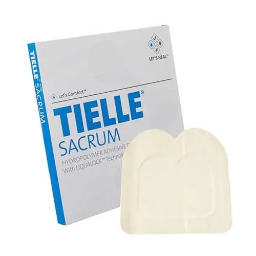 3M - TIELLE ESSENTIAL - TLESB1818U - Foam Dressing TIELLE ESSENTIAL 7 X 7-1/4 Inch With Border Film Backing Silicone Adhesive Rectangle Sterile