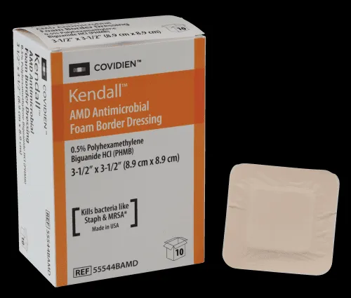 Cardinal Health - 55544BAMD - Pr Kendall Amd Antimicrobial Foam Border Dressing, 3.5" X 3.5"