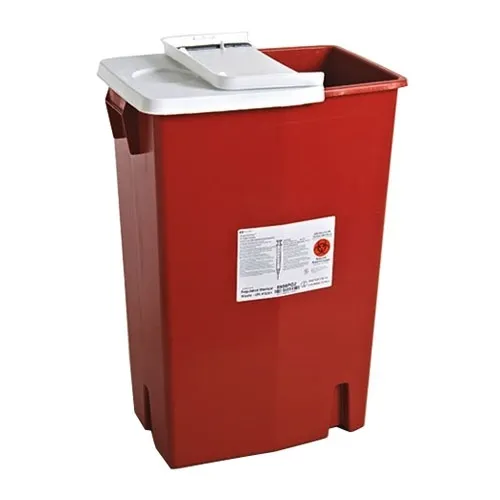 Cardinal Health - 8998PG2 - Multi-purpose Sharps Container SharpSafety, 1-Piece 26 H X 18.25 W X 12.75 D, 18 Gallon, Red Base with Hinged Lid.