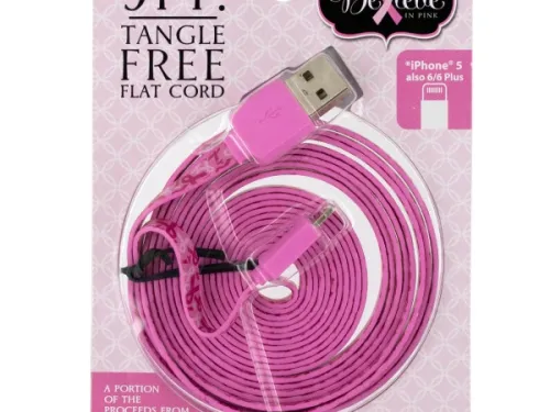 Kole Imports - EL590 - Believe In Pink Iphone Charging &amp; Syncing Cord