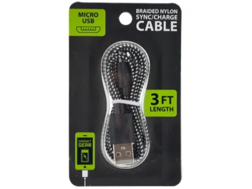Kole Imports - EL621 - Braided Nylon Micro Usb Charge &amp; Sync Cable
