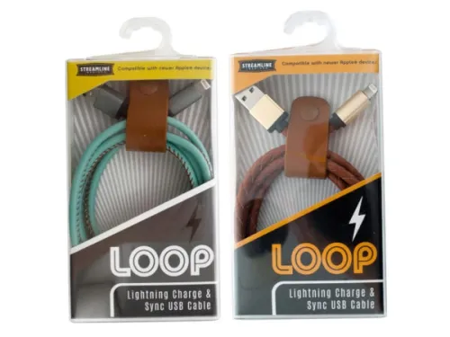 Kole Imports - EL761 - Loop Leatherette Iphone Lightning Charge &amp; Sync Usb Cable