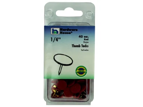 Kole Imports - MT621 - Red Thumb Tacks, Pack Of 40