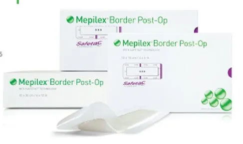 Molnlycke Health Care - 498450 - Molnlycke Mepilex Border Post Op AG Silver Foam Dressing Mepilex Border Post Op AG 4 X 10 Inch Rectangle Sterile