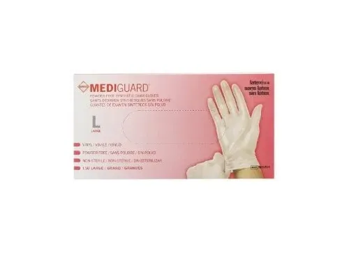 Medline - MediGuard - MSV513 - Exam Glove MediGuard Large NonSterile Vinyl Standard Cuff Length Smooth Clear Not Rated
