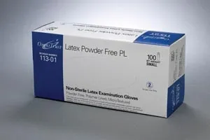Omni International - 113-01 - Exam Glove, Latex, Small, Powder Free (PF), 100/bx, 10 bx/cs (65 cs/plt)