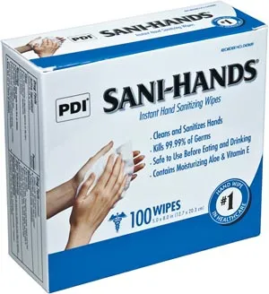 PDI - Professional Disposables - D43600 - Instant Hand Sanitizing Wipe, 5" x 8", 100/bx, 10 bx/cs (63 cs/plt) (US Only)