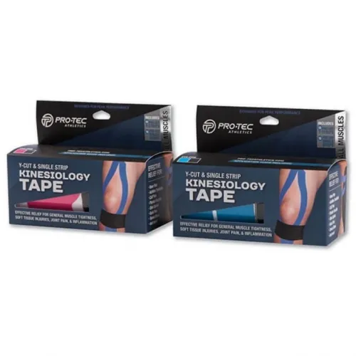 Pro-tec Athletics - From: PTKINES To: PTKINES-BB - Kinesiology Tape Black/Blue. 10 Pre Cut Single Strips Included and 10 Y Cut Pieces