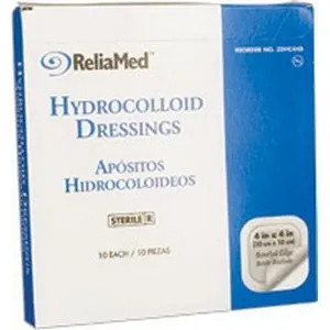Cardinal Health - HC44T - Med Essentials Sterile Latex Free Thin Hydrocolloid Dressing with Film Back 4" x 4"