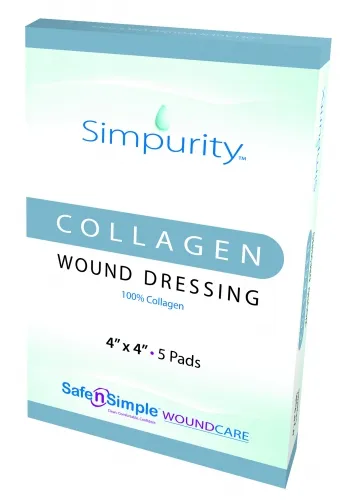 Safe N Simple - SNS52244 - Simpurity Collagen Pad Wound Dressing, 4" x 4".