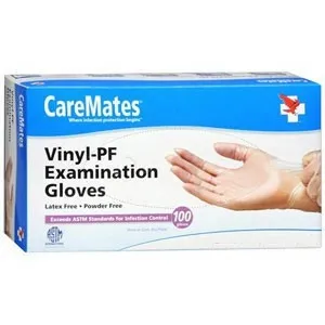Shepard Medical Products - CareMates - 10411010 - CareMates Vinyl Powder-Free Disposable Examination Gloves, Small, Latex-free