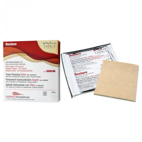 Urgo Medical North America - 509346 - Urgo Medical Restore Non adhesive Foam with Silver Dressing, 6" x 8". Square Shape with Triact Technology, Sterile.