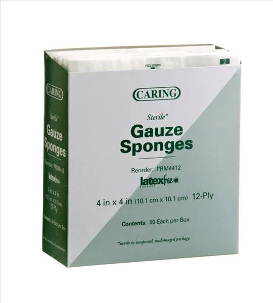 Medline - PRM4412H - Caring Woven Sterile Gauze Sponges