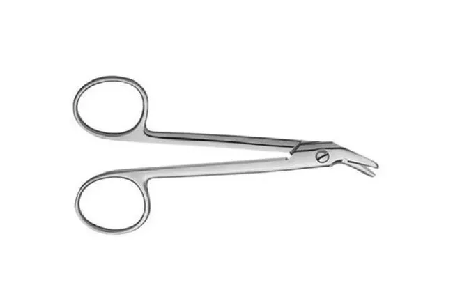 V. Mueller - SU1980 - Wire Cutting Scissors V. Mueller 4-3/4 Inch Length Surgical Grade Stainless Steel NonSterile Finger Ring Handle Angled Blunt Tip / Blunt Tip