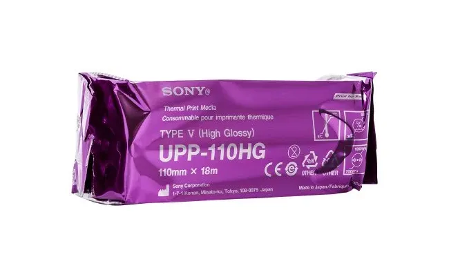Cardinal - Sony - UPP-110HG- - Media Recording Paper Sony High Gloss Thermal Print Paper 110 mm X 18 Meter Roll Without Grid