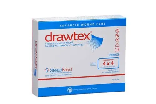 Urgo Medical North America - Other Brands - 00310 - Urgo Medical  Drawtex hydroconductive wound dressing with LevaFiber tracheostomy dressing 4" x 4".