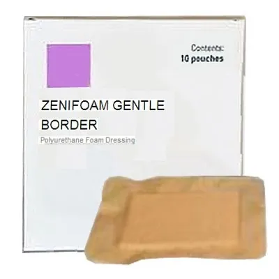 Focus Health Group - 30066 - ZeniMedical ZeniFoam Gentle Border Polyurethane Foam Dressing with Silicone Adhesive Border, 6" x 6" Overall Size, 4" x 4" Pad Size.